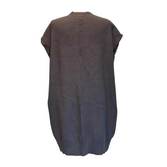 Free People Oakleigh Vest Womens Sz Large Charcoal Gray V Neck Raw Hem Oversize - Picture 2 of 16